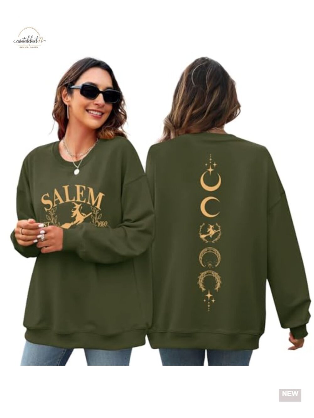 Oversized Salem Massachusetts Sweatshirt Women Long Sleeve Halloween Pullover